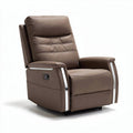 Fauteuil relax en simili cuir brun avec accoudoirs en métal argenté 90 x 85 x 100cm