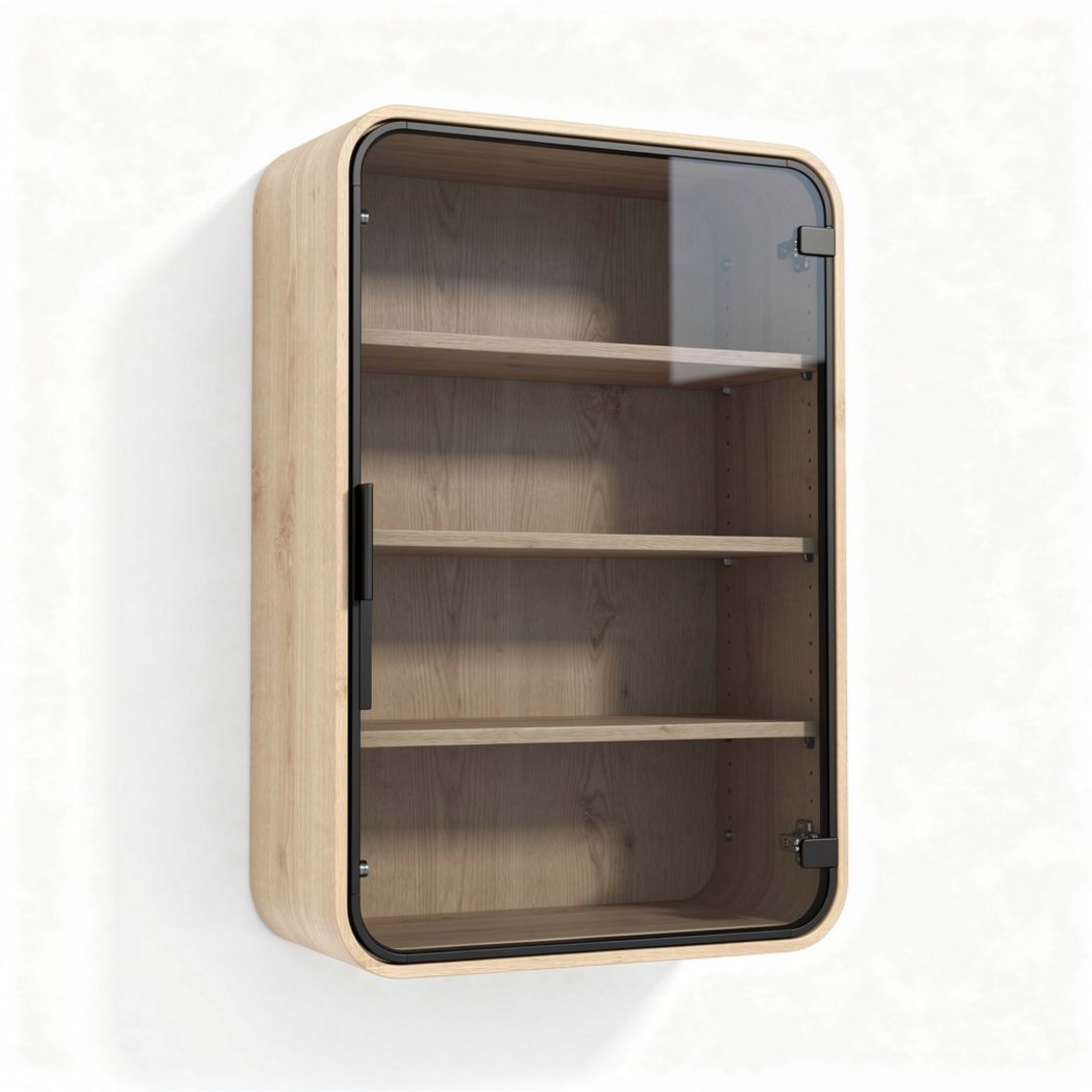 Armoire murale en bois avec porte vitrée 60 x 40 x 20cm pour rangements