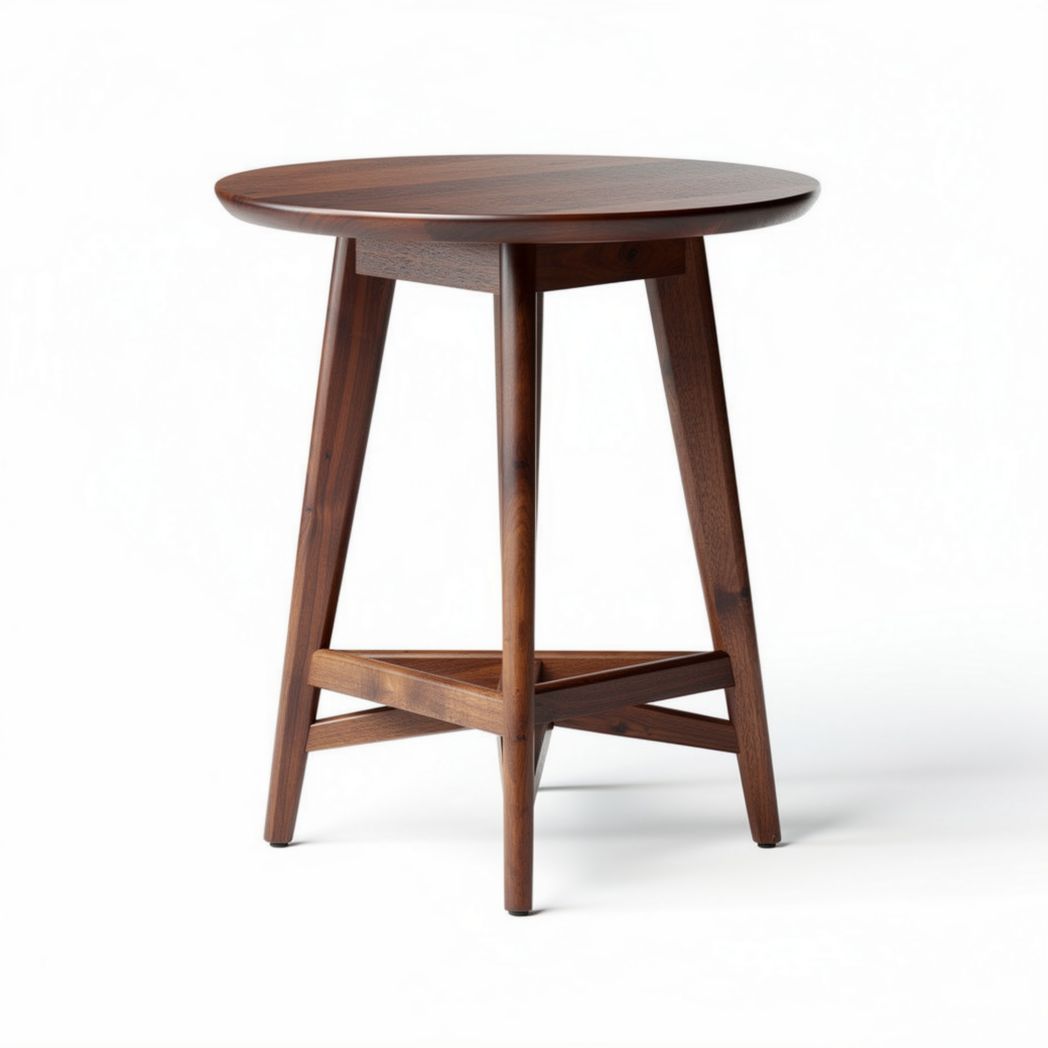 Table ronde en bois de noyer de 60 x 60 x 75 cm pour salle à manger
