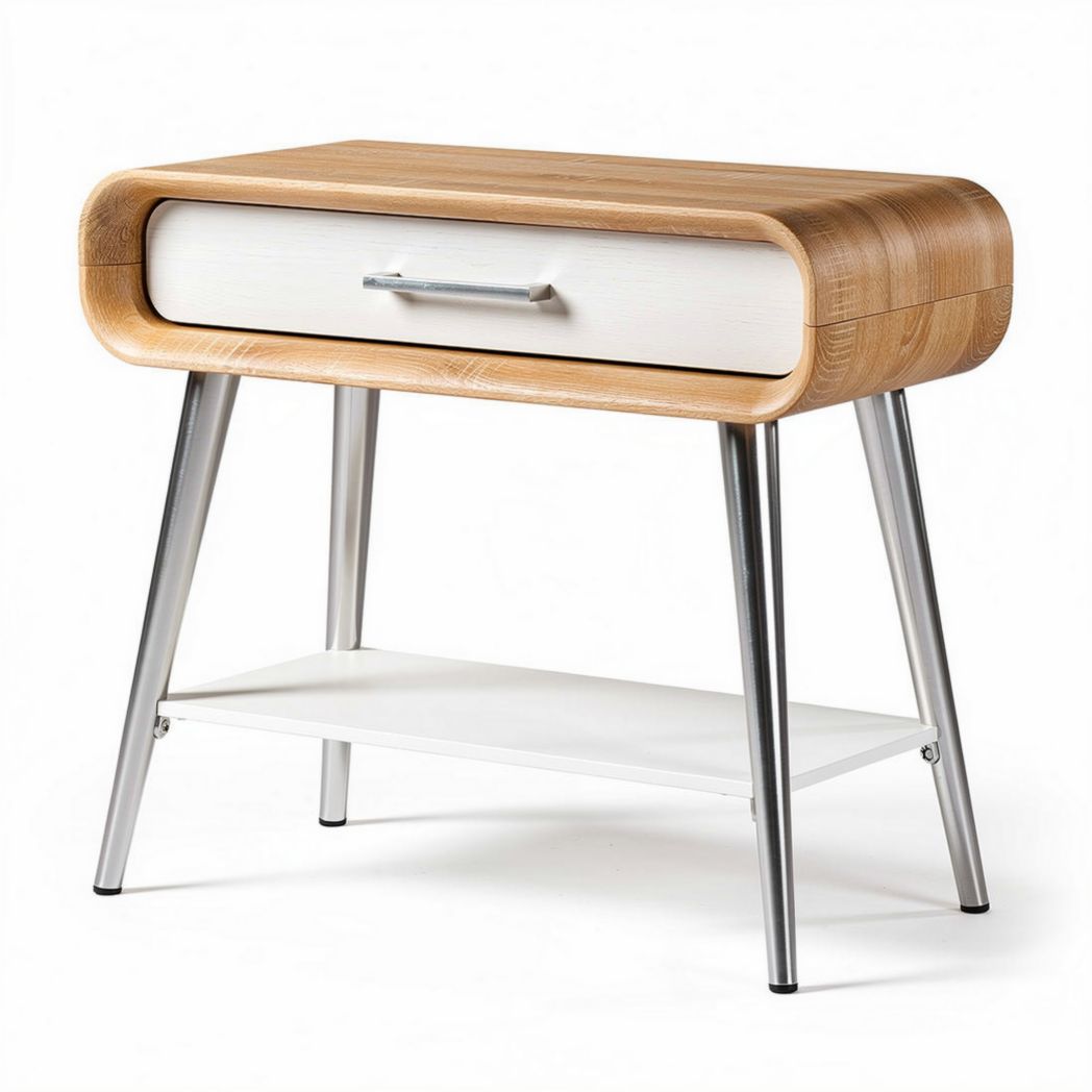 Table de chevet en bois et métal avec tiroir blanc dimensions 50 x 35 x 45cm