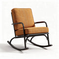 Fauteuil à bascule en métal noir et tissu orange dimensions 75 x 70 x 80cm