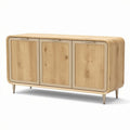 Buffet en bois de chêne clair avec trois portes et pieds en métal 150 x 45 x 80cm