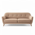 Canapé en tissu beige avec accoudoirs en bois 180 x 80 x 75cm