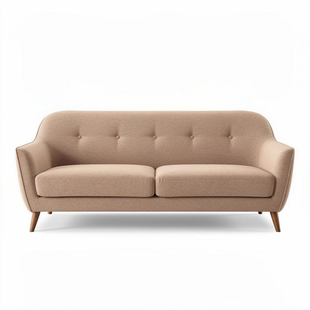 Canapé en tissu beige avec accoudoirs en bois 180 x 80 x 75cm