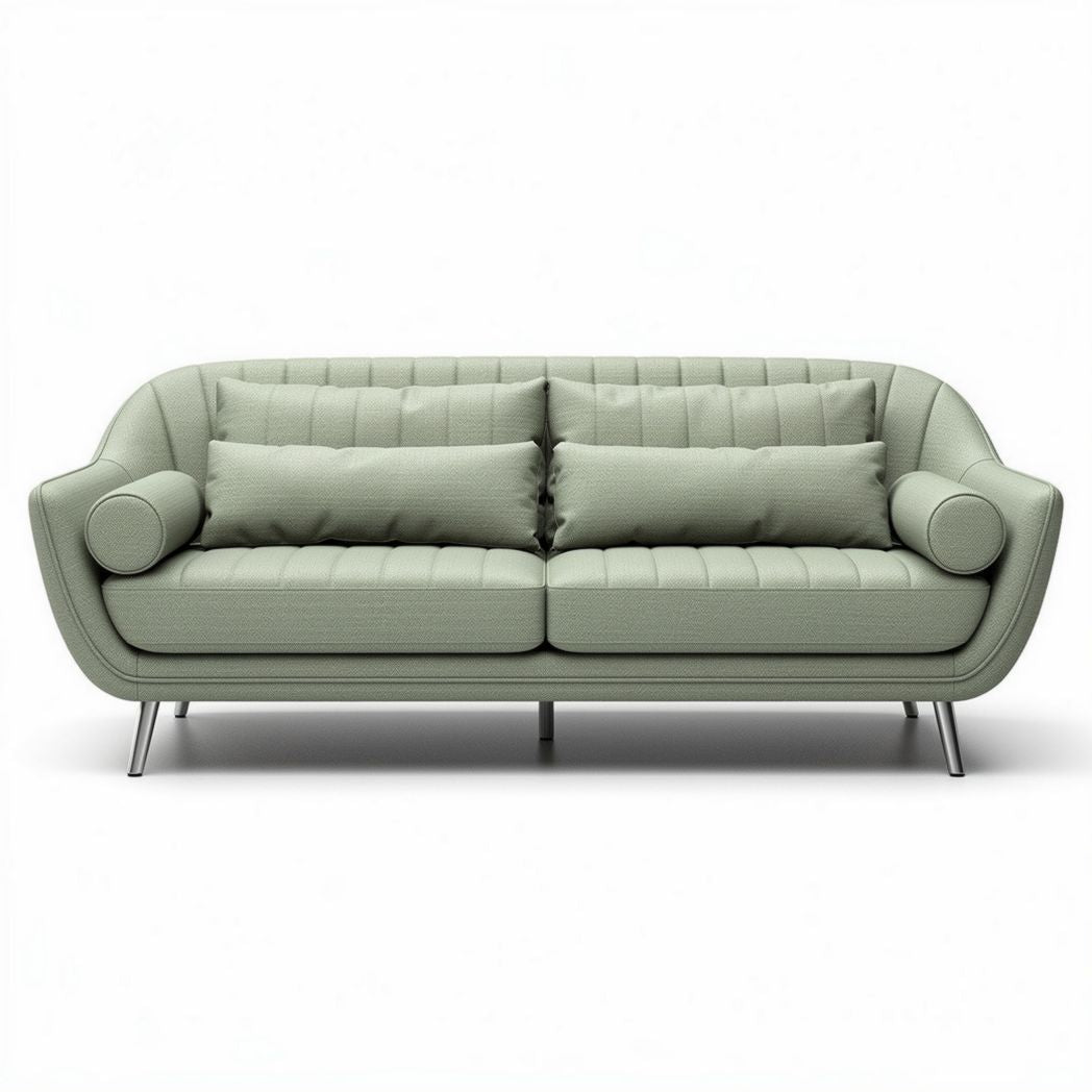 Canapé en tissu vert clair avec coussins moelleux dimensions 200 x 90 x 85cm