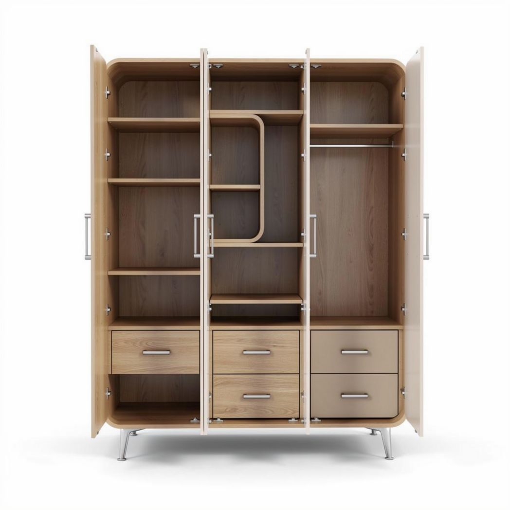 Armoire en bois de chêne avec étagères et tiroirs dimensions 150 x 100 x 200cm